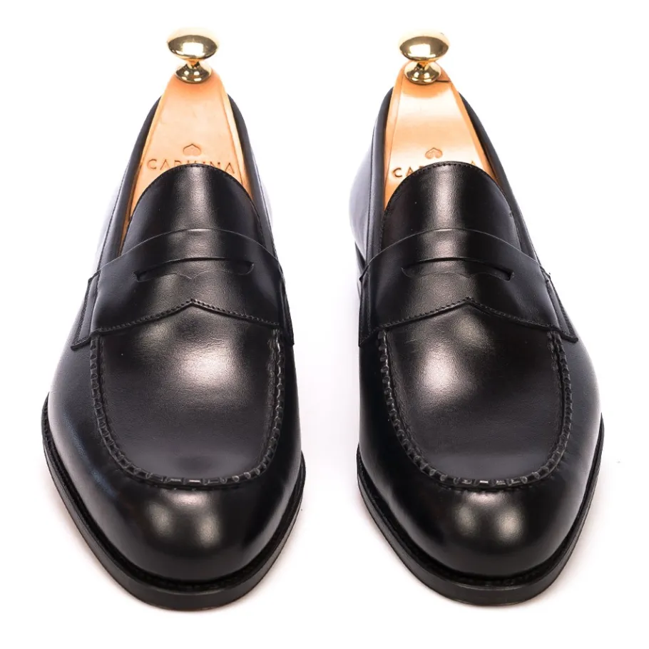 black_penny_dress_loafers__carmina_shoemaker_3.webp Shop Carmina Black Penny Dress Loafers | Shoemaker