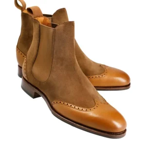 Shop Carmina BOTTES CHELSEA FEMME DAIM VOGUE SNUFF/ CUIR RUSTICALF TAN | TANNED/SNUFF