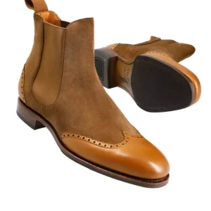 Shop Carmina BOTTES CHELSEA FEMME DAIM VOGUE SNUFF/ CUIR RUSTICALF TAN | TANNED/SNUFF
