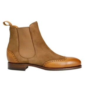 Shop Carmina BOTTES CHELSEA FEMME DAIM VOGUE SNUFF/ CUIR RUSTICALF TAN | TANNED/SNUFF