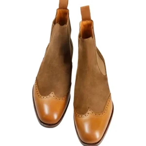 Shop Carmina BOTTES CHELSEA FEMME DAIM VOGUE SNUFF/ CUIR RUSTICALF TAN | TANNED/SNUFF