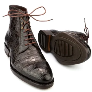 Online Carmina BOTTES HOMME A BOUT DROIT CROCODILE MARRON |