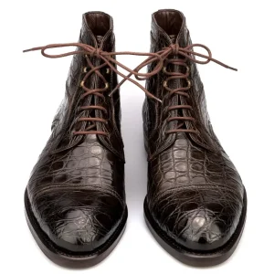 Online Carmina BOTTES HOMME A BOUT DROIT CROCODILE MARRON |