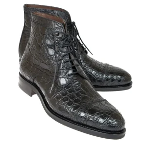 Discount Carmina BOTTES HOMME A BOUT DROIT CROCODILE NOIR | BLACK