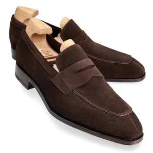 Store Carmina Brown Suede Penny Dress Loafers | Shoemaker