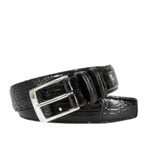Shop Carmina CEINTURE EN CROCODILE NOIR 35 MM BLACK