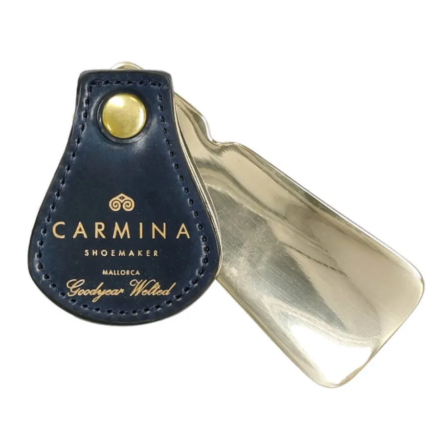 New Carmina CHAUSSE-PIED DE VOYAGE EN LAITON ET CUIR CORDOVAN | NAVY