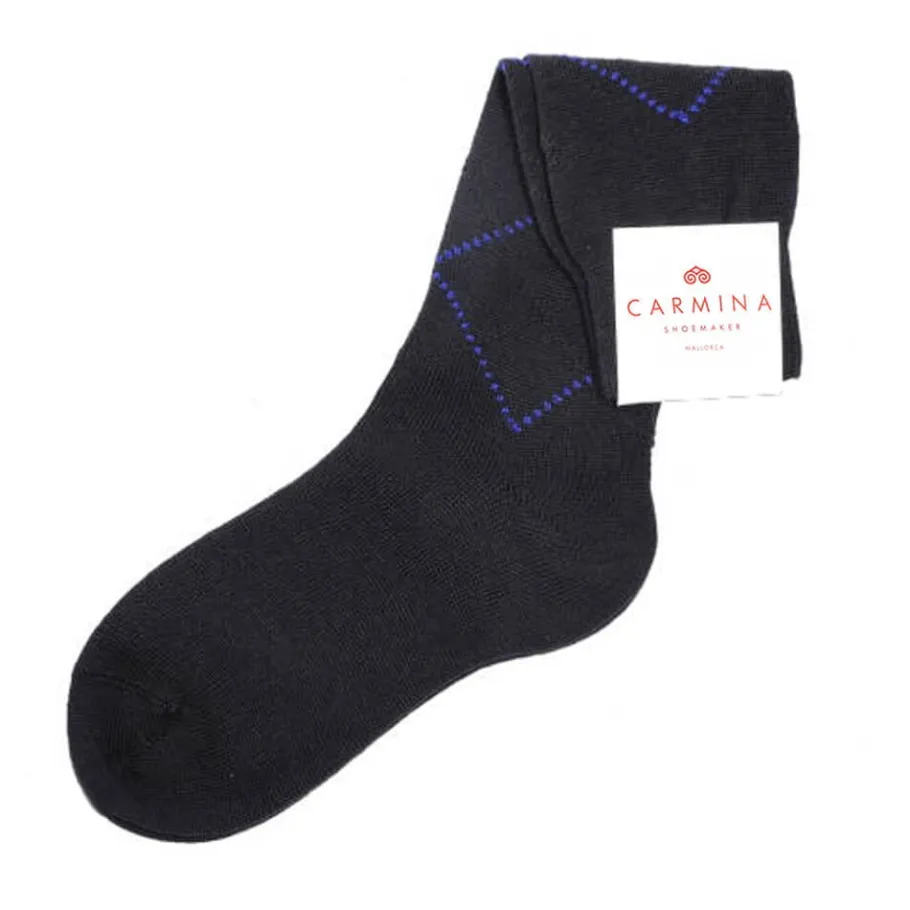 chaussettes_courtes__carreaux_marines__carmina_0.webp Clearance Carmina CHAUSSETTES COURTES À CARREAUX MARINES | NAVY