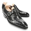 Store Carmina CHAUSSURES A BOUCLE UNIQUE ALLIGATOR NOIR | BLACK