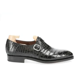 Store Carmina CHAUSSURES A BOUCLE UNIQUE ALLIGATOR NOIR | BLACK