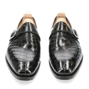 Store Carmina CHAUSSURES A BOUCLE UNIQUE ALLIGATOR NOIR | BLACK