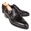 Outlet Carmina CHAUSSURES A DOUBLE BOUCLE BOXCALF NOIR | BLACK