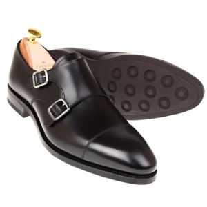 Outlet Carmina CHAUSSURES A DOUBLE BOUCLE BOXCALF NOIR | BLACK