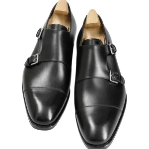 Shop Carmina CHAUSSURES A DOUBLE BOUCLE BOXCALF NOIR | BLACK