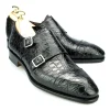 Cheap Carmina CHAUSSURES A DOUBLE BOUCLE CROCODILE NOIR |