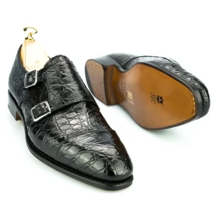 Cheap Carmina CHAUSSURES A DOUBLE BOUCLE CROCODILE NOIR |