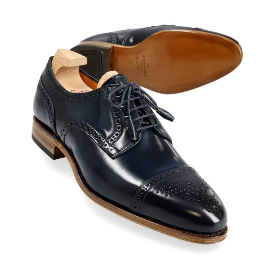 Clearance Carmina CHAUSSURES DERBY POUR FEMMES EN CORDOVAN BLEU MARINE NAVY