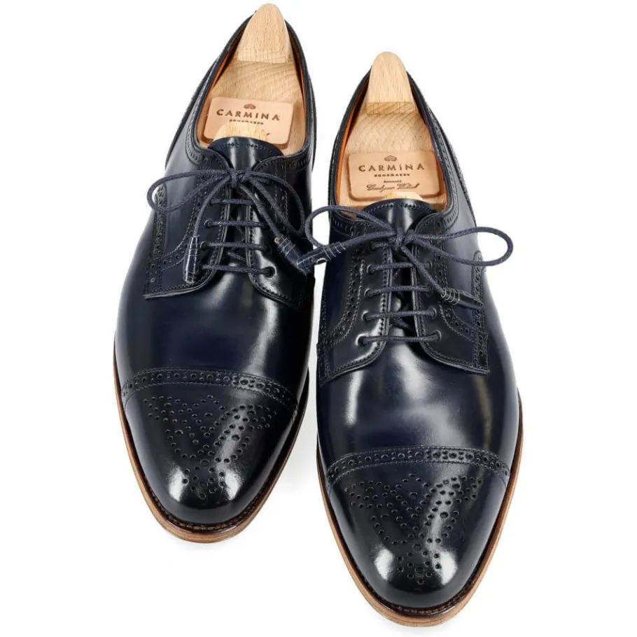Clearance Carmina CHAUSSURES DERBY POUR FEMMES EN CORDOVAN BLEU MARINE NAVY