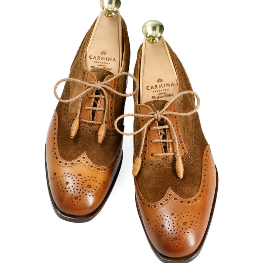 chaussures_oxford__bout_daile_pour_femmes_en_cuir_rusticalfdaim_snuff__carmina_3.webp Best Sale Carmina CHAUSSURES OXFORD À BOUT D'AILE POUR FEMMES EN CUIR RUSTICALF/DAIM SNUFF | TANNED/SNUFF