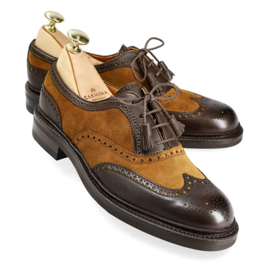 Shop Carmina CHAUSSURES OXFORD POUR FEMME EN CUIR MARRON FUNCHAL ET EN DAIM TABAC | BROWN/TOBACCO