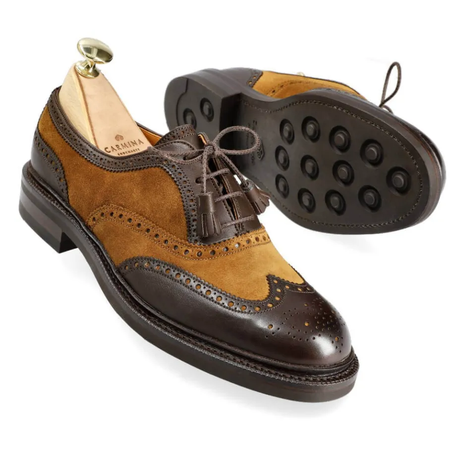 Shop Carmina CHAUSSURES OXFORD POUR FEMME EN CUIR MARRON FUNCHAL ET EN DAIM TABAC | BROWN/TOBACCO