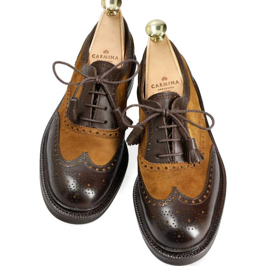 Shop Carmina CHAUSSURES OXFORD POUR FEMME EN CUIR MARRON FUNCHAL ET EN DAIM TABAC | BROWN/TOBACCO