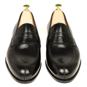 Shop Carmina CORDOVAN PENNY LOAFERS 923 FOREST BLACK