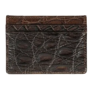 Cheap Carmina CROCODILE CARD HOLDER IN BROWN