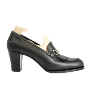 Fashion Carmina HEELED HORSEBIT LOAFERS IN VITELLO | BLACK
