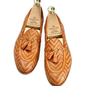 Hot Carmina MOCASSINS À GLANDS FEMME BRONZAGE ET ORANGE TRESSÉ | TAN/ORANGE