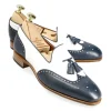 Hot Carmina MOCASSINS À GLANDS POUR FEMMES EN VITELLO MARINE ET BLANC | NAVY/WHITE