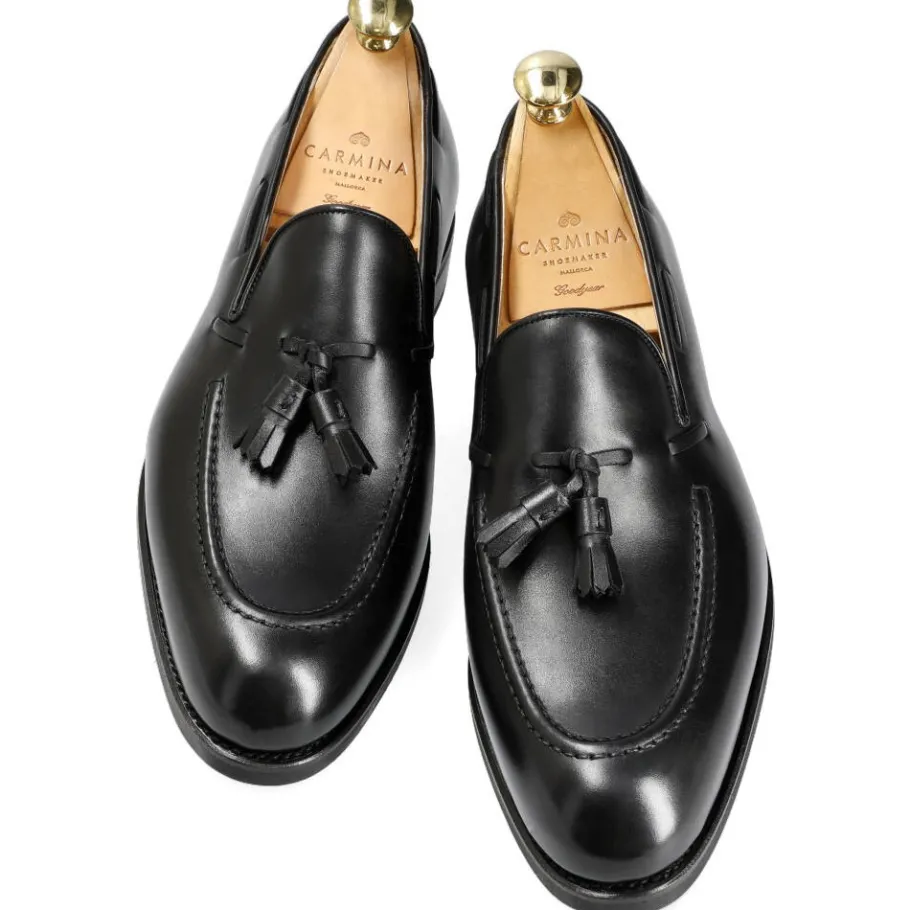 mocassins__pampilles_homme_box_calf_noir__carmina_3.webp Cheap Carmina MOCASSINS À PAMPILLES HOMME BOX CALF NOIR | BLACK
