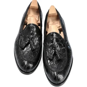 Outlet Carmina MOCASSINS A GLAND CROCODILE NOIR | BLACK