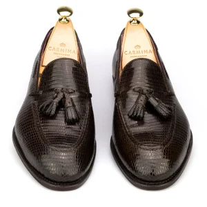 Store Carmina MOCASSINS A GLAND LEZARD MARRON |