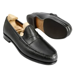 Discount Carmina MOCASSINS PENNY LOAFER EN RUSTICALF NOIR | BLACK