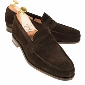 Shop Carmina NON DOUBLÉ PENNY LOAFERS 80579 GENOVA BROWN