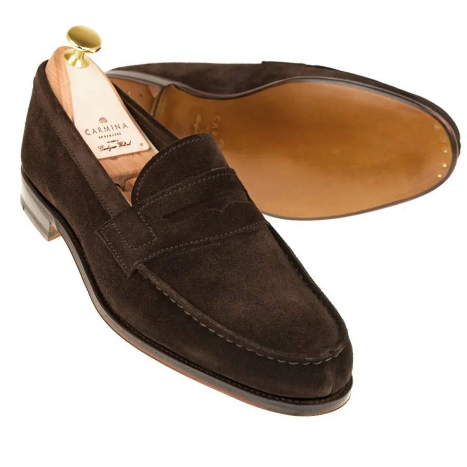 non_doubl_penny_loafers__genova_1.webp Shop Carmina NON DOUBLÉ PENNY LOAFERS 80579 GENOVA BROWN