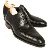 New Carmina OXFORD A BOUT DROIT ALLIGATORE NOIR | BLACK