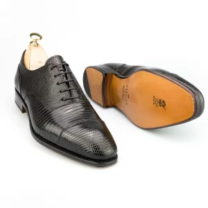 Shop Carmina OXFORD A BOUT DROIT CHAUSSURES LEZARD NOIR |