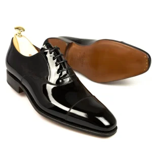Shop Carmina OXFORD A BOUT DROIT CHAUSSURES NOIR VERNIES | BLACK