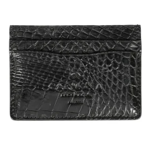 Hot Carmina PORTE CARTES EN CROCODILE NOIRE BLACK